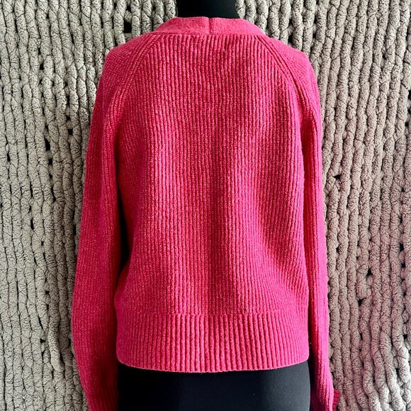 Old Navy Cozy Button-Up Pink Ribbed Shaker Stitch Cardigan Sweater - Size M - Picture 8 of 11